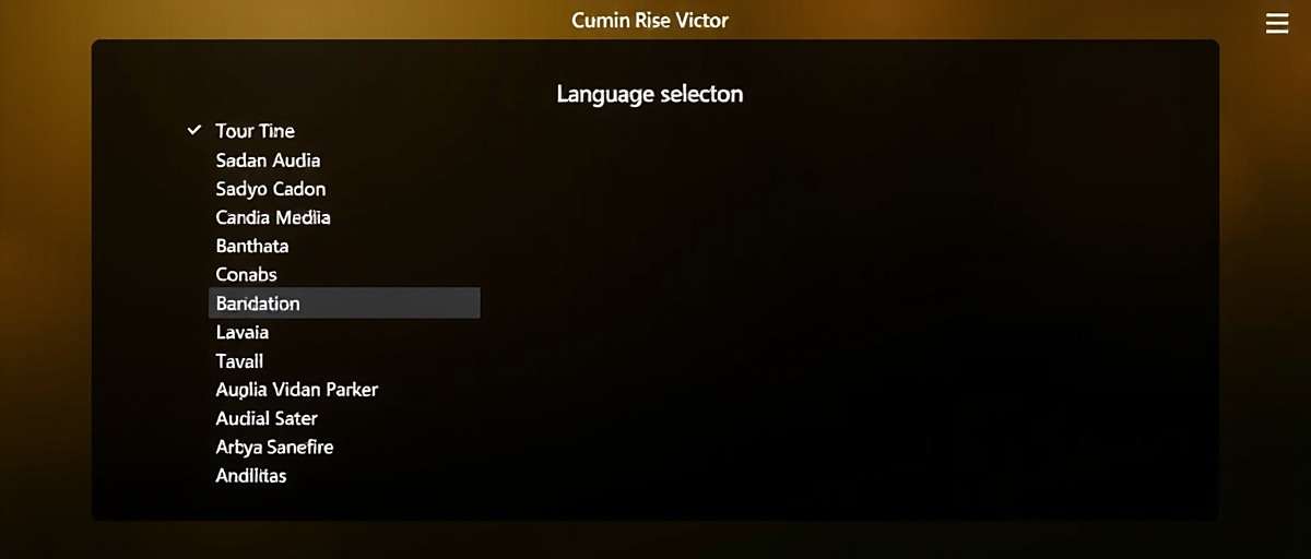 Cumin Rise Victor Multi-language Support Cumin Rise Victor language selection screen showing 14 Indian language options
